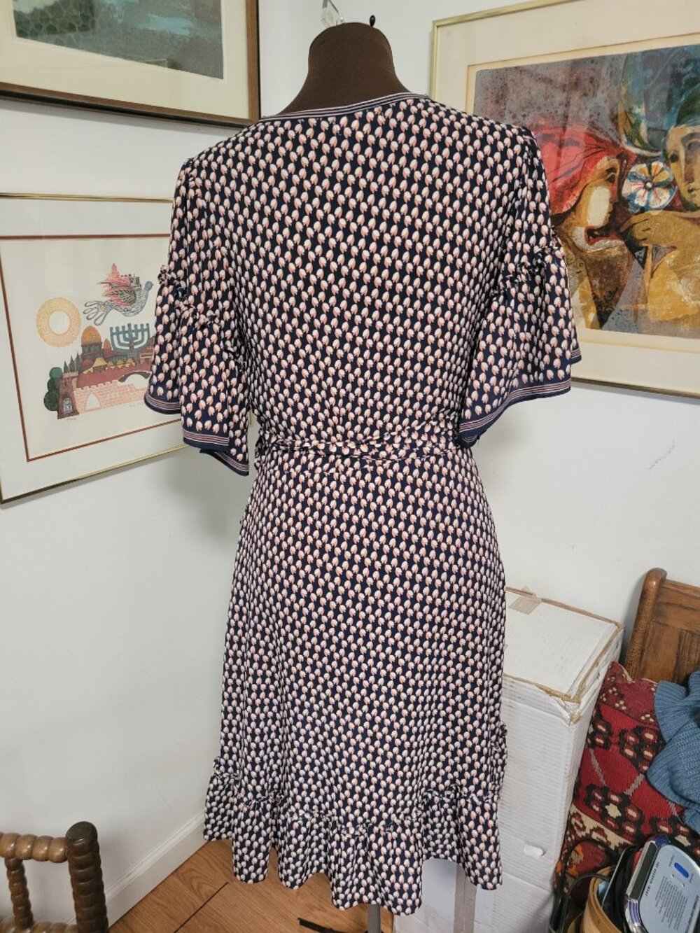 Max Studio Wrap Dress Mini With Ruffles Size M - Picture 4 of 6